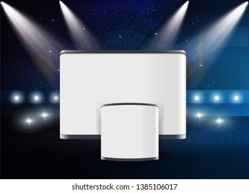 Empty hall with a podium for fashion display- Vector Template