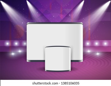 Empty hall with a podium for fashion display- Vector Template