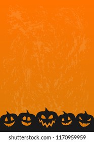 Empty Halloween card with silhouettes of pumpkins. Vector.