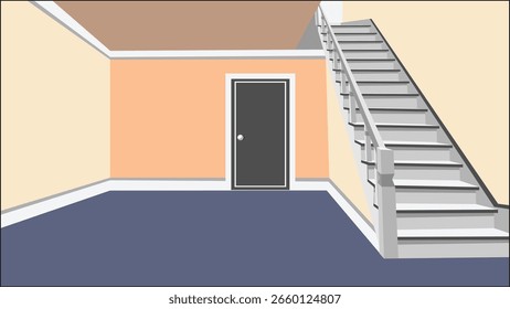 Corredor vazio com escada interior design vetor