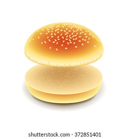 Empty hamburger isolated on white photo-realistic vector illustration