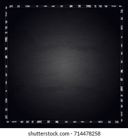 Empty hand drawn border on blackboard chalkboard background. Vector illustration