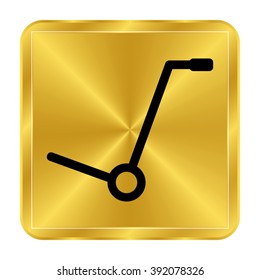 Empty hand truck - black vector icon;  gold button