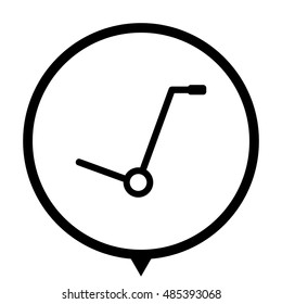 Empty hand truck - black vector icon;  map pointer