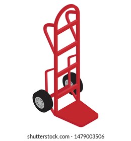 Empty hand truck isolated on white background isometric view. Pallet truck