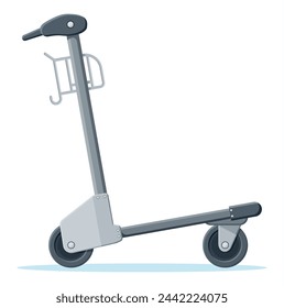 Empty Hand Truck Isolated On White Background. Metal Airport Luggage Trolley Icon. Arriavl Hand Cart. Handcart For Baggage Or Shopping. Transportation Equipment. Cartoon Flat Vector Illustration