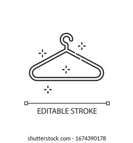 Empty Hanger Pixel Perfect Linear Icon. Hang Clothes. Garment Storage. Housekeeping Symbol. Thin Line Customizable Illustration. Contour Symbol. Vector Isolated Outline Drawing. Editable Stroke