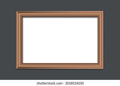 Empty hanging picture or poster frame on a gray wall for mock up. Decoration concept 