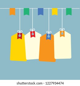 empty hanging shopping tags. vector illustration