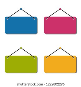 Empty Hanging Sign Set - Colorful Vector Illustration - Isolated On White Background