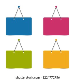 Empty Hanging Sign Set - Colorful Vector Illustration - Isolated On White Background