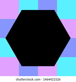 empty hexagon black on pastel color squares checkered block, template banner checker multi color rainbow, ad colorful block soft pastel bright, cubes square polygon mosaic and copy space advertising