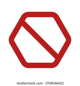 Empty hexagonal no sign. Prohibition symbol. Forbidden hexagonal sign. Vector illustration isolated on white.