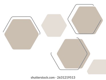 Empty hexagons photo frames. 4 honeycombs template with lines. Vector realistic Mockup for banner design, Infographic, flyer, leaflet, photo album, portraits, collages. EPS10.