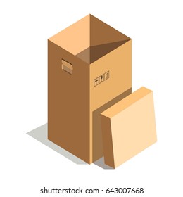 Empty high cardboard box