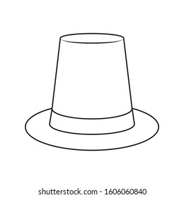 Empty high hat contour. Headgear icon, hat. Isolated contour on a white background. Flat style