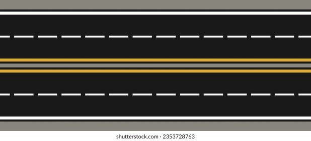 Empty highway asphalt road texture, Ariel View Road, Empty highway black asphalt road with dividing lines, Top view, Vector Illustration