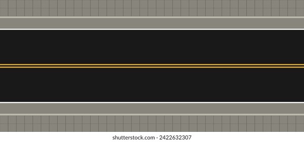 Empty highway asphalt road texture, Ariel View Road, Empty highway black asphalt road with dividing lines, Top view, Vector Illustration