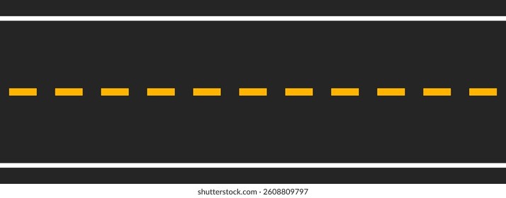 Empty Highway Asphalt Road Texture, Top View. Vector Illustration