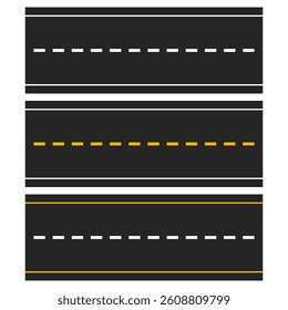 Empty Highway Asphalt Road Texture, Top View. Vector Illustration