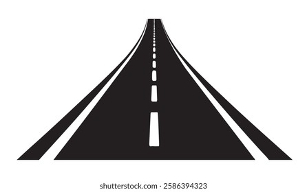 Empty highway road and street path vector illustration on isolated white background with transportation silhouette