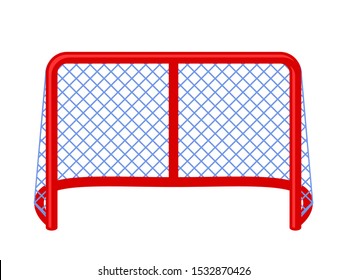 Empty hockey gate flat vector illustration. Competitive team sport, game accessory isolated on white background. Professional amateur ice hockey, street hockey attribute. Winter activity symbol