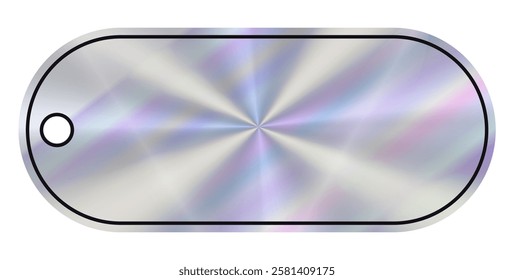 Empty holographic gradient empty Label. Hologram smooth reflective rectangular oval shape. Rainbow effect long tag.