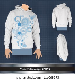 empty hooded sweatshirt design ( front, back and profile). vector illustration