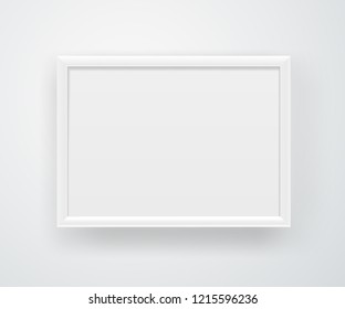 Empty Horizontal A4 White Frame On A Wall. Vector Layout