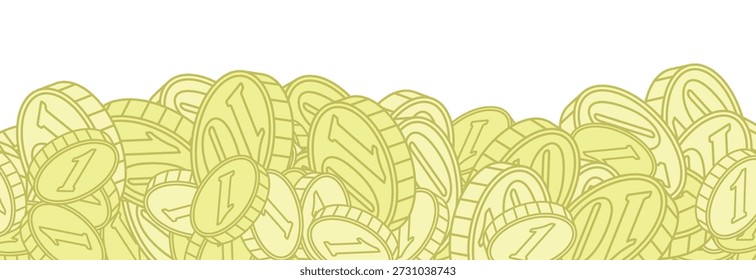 Anuncio Horizontal vacío con monedas de oro de uno y diez céntimos. Anuncio de Vector para el diseño de dinero. NO HAY GEN DE IA