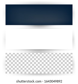 Empty horizontal banner set with shadow template.  Dark, transparent and white background