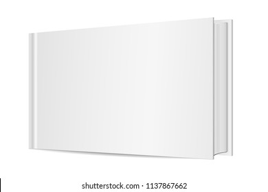 Empty horizontal book cover. Isolated on white background. Mockup to display your design. Vector illustration