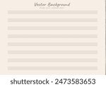 Empty horizontal music page. Music notebook sheet in a ruler for recording notes. Five-line staff without key. Vector. Music notation elements for design.