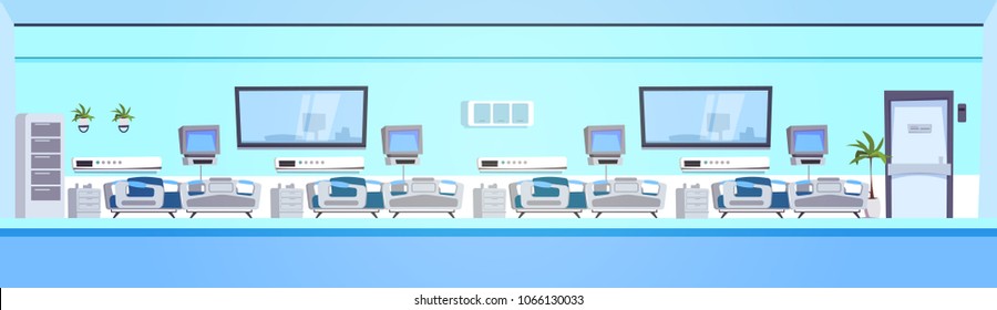 Empty Hospital Ward Background Clinic Room Interior With Beds Horizontal Banner