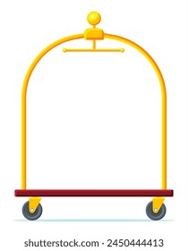 Empty Hotel Luggage Cart. Hotel Baggage Trolley Without Bags Isolated. Handtruck for Transportation in Hotel or Airport. Vacation and Travel. Flat Vector Illustration