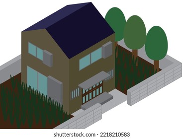 Empty House With A Lot Of Isometric Weeds