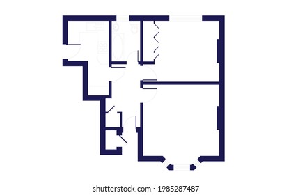 Plano de casa vacío sobre fondo blanco - Ilustración.