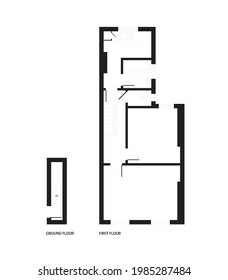 Empty house plan two floor on white background- Illustration.