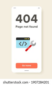 Empty HTML-code on blue screen with a spanner. Website reconstruction, website development, website bug. Web programming concept. Can be used for topics like Internet, programming, technology