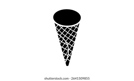 empty ice cream cone, black isolated silhouette