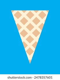 Empty Ice cream cone isolated on blue background vector illustration. Summer time, vacation, holiday, menu and beach concept background design.