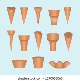 Empty Ice Cream Cone Vector Illustration