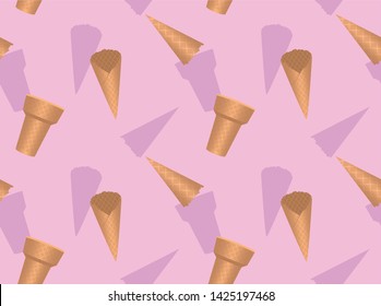 Empty Ice Cream Cone Vector Seamless Background Wallpaper Second Set