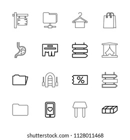 Empty icon. collection of 16 empty outline icons such as garden bench, direction   isolated, ticket on sale, heart mobile, ad, folder. editable empty icons for web and mobile.