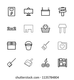 Empty icon. collection of 16 empty outline icons such as bucket, dustpan, shopping basket, box, blackboard, direction. editable empty icons for web and mobile.