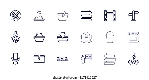 Empty icon. collection of 18 empty outline icons such as direction   isolated, shopping basket, blackboard, movie tape, arrow up. editable empty icons for web and mobile.