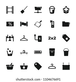 Empty icon. collection of 25 empty filled icons such as dustpan, bucket, hanger, ticket on sale, blackboard, folder, battery. editable empty icons for web and mobile.