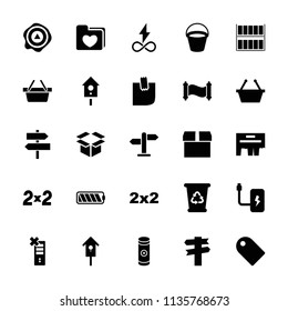Empty icon. collection of 25 empty filled icons such as bucket, recycle bin, shopping basket, parcel, blackboard, direction. editable empty icons for web and mobile.