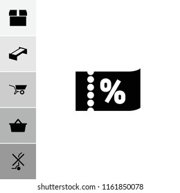Empty icon. collection of 6 empty filled icons such as garden bench, parcel, shopping bag, wheel barrow, ticket on sale. editable empty icons for web and mobile.