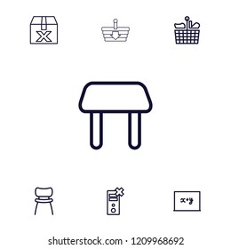Empty icon. collection of 7 empty outline icons such as table, blackboard x+y, question box, shopping bag, chair, no charge. editable empty icons for web and mobile.